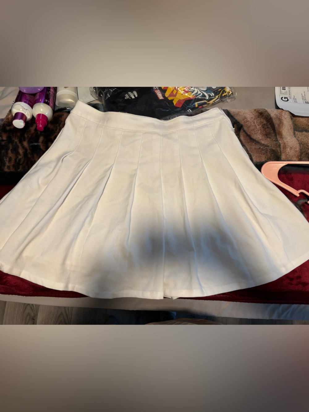 Hollister White Pleated Skater Skirt